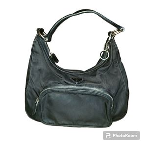 AUTHENTIC! Vintage (1990) Prada Saffiano Leather and Tessuto Nylon Shoulder Bag